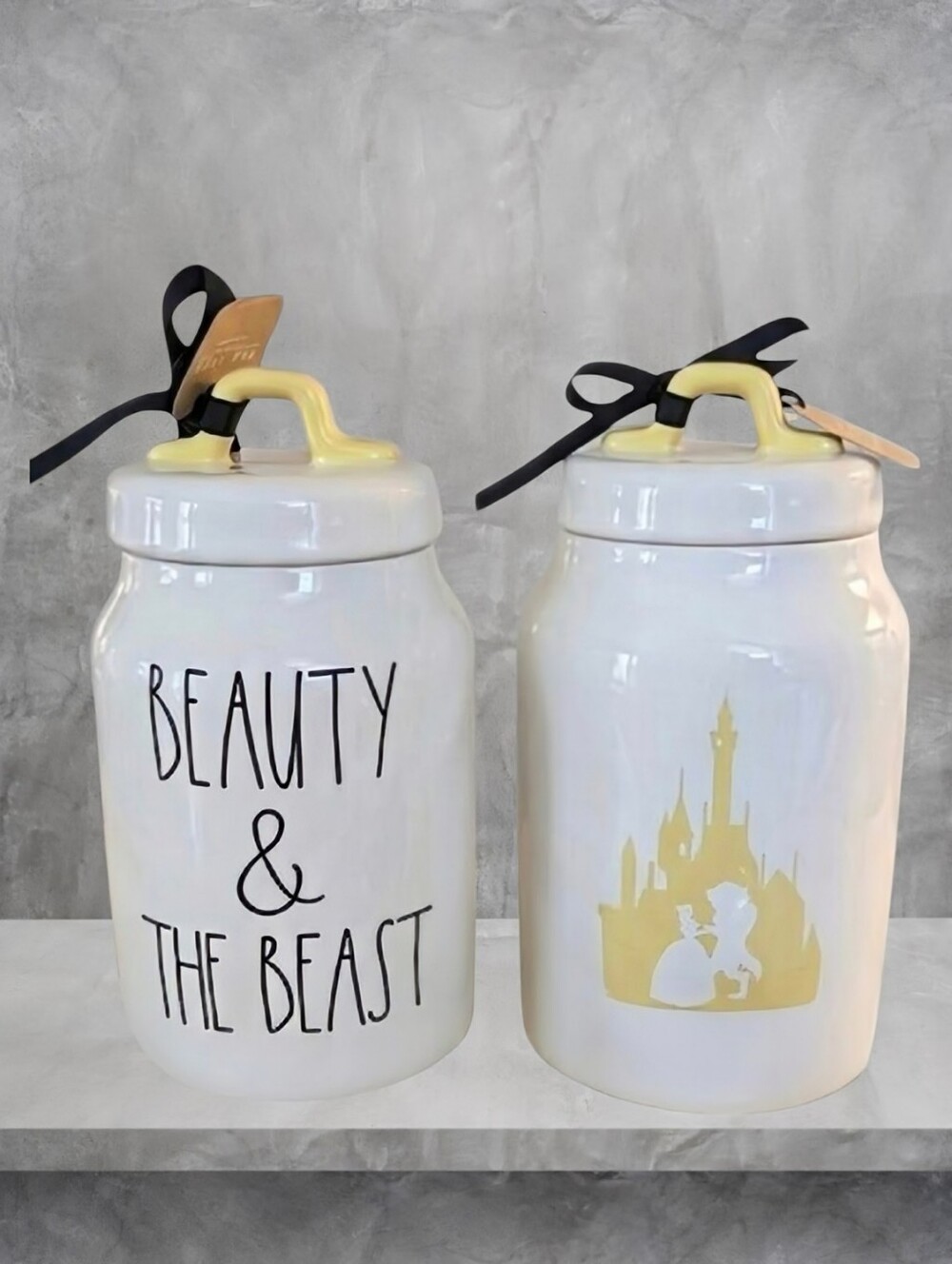 NEW Rae Dunn Disney Beauty & The Beast Double Sided Canister/Cookie Jar